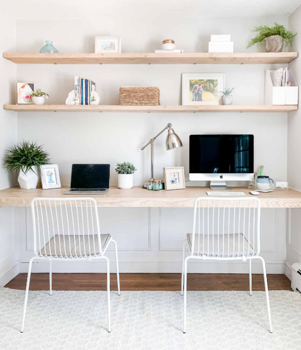 Meja kantor minimalis dengan laci gantung